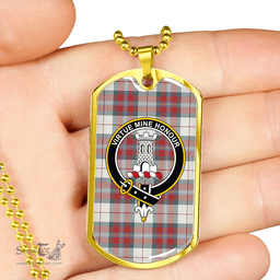 ScottishPlaid MacLean Dress (Lumsden) Weathered Clan Tartan Dog Tag Necklace - Crest Classic Scottish Plaid Tartan Plaid
