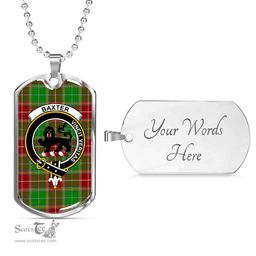 Scottish Baxter Clan Tartan Dog Tag Necklace - Crest Classic Scottish Plaid Tartan Plaid
