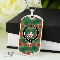 ScottishPlaid Muirhead #2 Modern Clan Tartan Dog Tag Necklace - Crest Classic Scottish Plaid Tartan Plaid