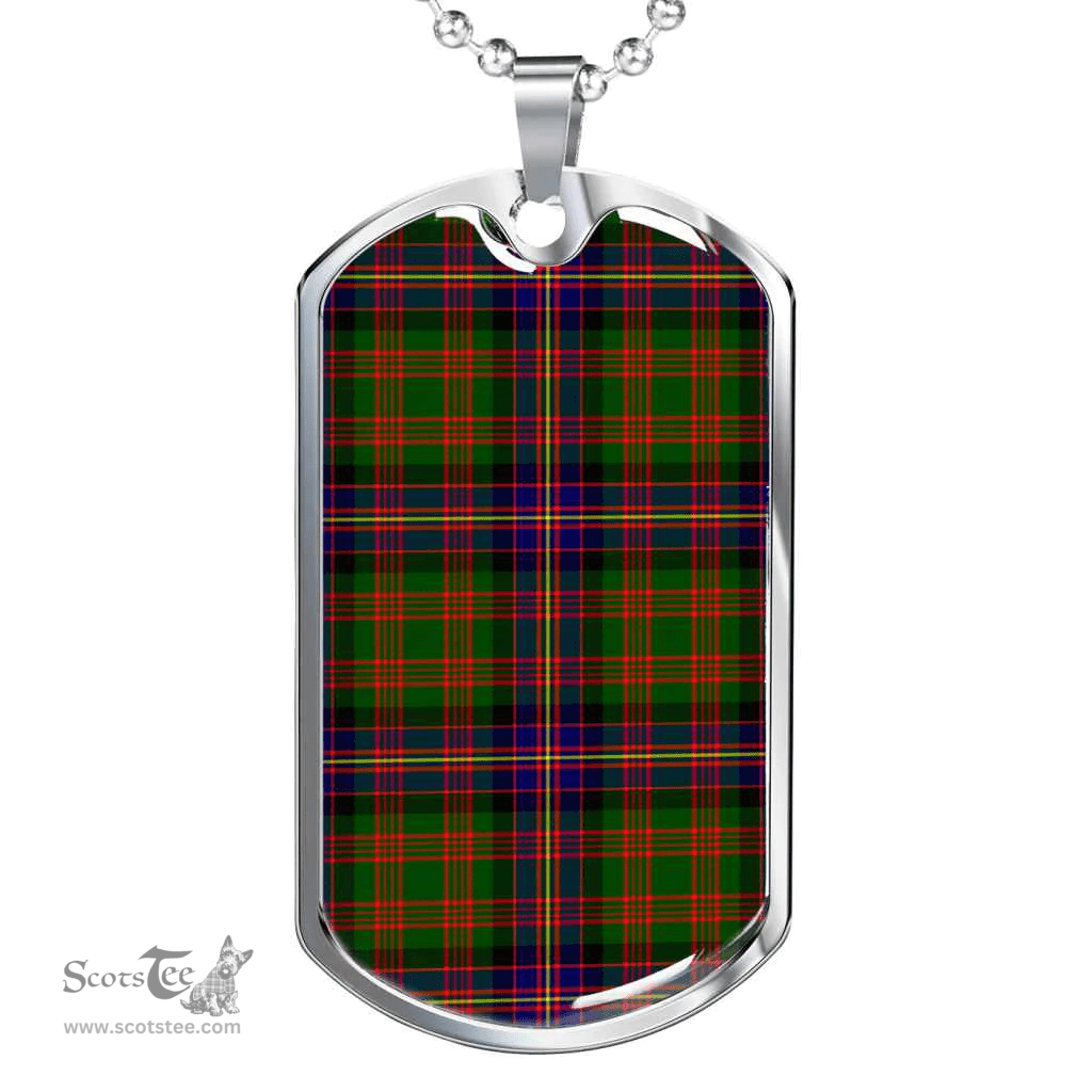 Scottish Cochrane Modern Clan Tartan Dog Tag Necklace - Classic Scottish Plaid Tartan Plaid