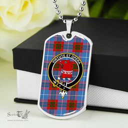 ScottishPlaid Pentland Clan Tartan Dog Tag Necklace - Crest Classic Scottish Plaid Tartan Plaid