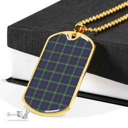 Scottish Campbell Argyll Modern Clan Tartan Dog Tag Necklace - Classic Scottish Plaid Tartan Plaid