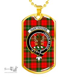 Scottish Gartshore Clan Tartan Dog Tag Necklace - Crest Classic Scottish Plaid Tartan Plaid