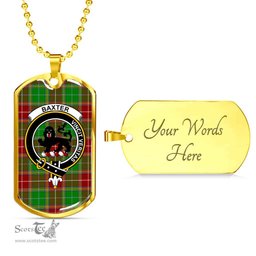Scottish Baxter Clan Tartan Dog Tag Necklace - Crest Classic Scottish Plaid Tartan Plaid