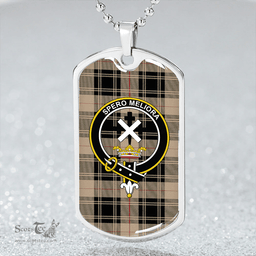 ScottishPlaid Moffat Weathered Clan Tartan Dog Tag Necklace - Crest Classic Scottish Plaid Tartan Plaid