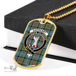 Scottish Cathcart Clan Tartan Dog Tag Necklace - Crest Classic Scottish Plaid Tartan Plaid