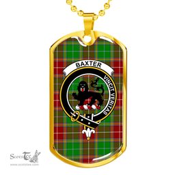 Scottish Baxter Clan Tartan Dog Tag Necklace - Crest Classic Scottish Plaid Tartan Plaid