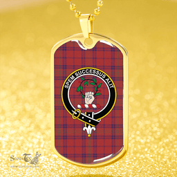 ScottishPlaid Ross Old Weathered Clan Tartan Dog Tag Necklace - Crest Classic Scottish Plaid Tartan Plaid