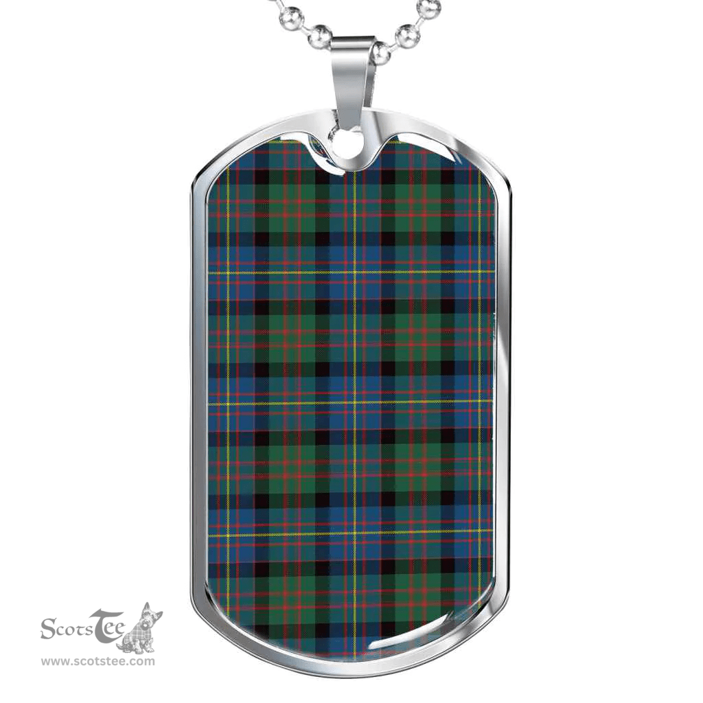Scottish Cameron of Erracht Ancient Clan Tartan Dog Tag Necklace - Classic Scottish Plaid Tartan Plaid