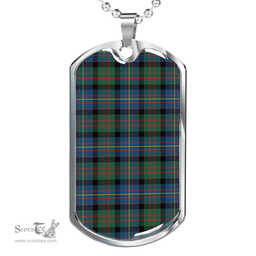 Scottish Cameron of Erracht Ancient Clan Tartan Dog Tag Necklace - Classic Scottish Plaid Tartan Plaid