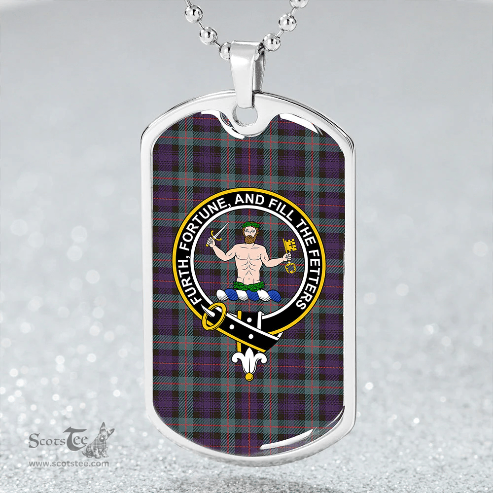 ScottishPlaid Murray of Atholl (Murray) Weathered Clan Tartan Dog Tag Necklace - Crest Classic Scottish Plaid Tartan Plaid