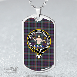 ScottishPlaid Murray of Atholl (Murray) Weathered Clan Tartan Dog Tag Necklace - Crest Classic Scottish Plaid Tartan Plaid