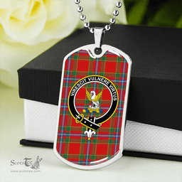ScottishPlaid Stewart of Fingask Modern Clan Tartan Dog Tag Necklace - Crest Classic Scottish Plaid Tartan Plaid