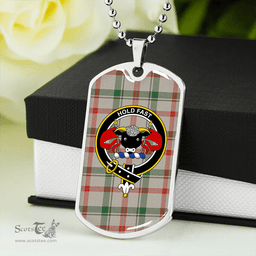 ScottishPlaid Miss MacDougal (Personal) (MacLeod Arisaid) Ancient Clan Tartan Dog Tag Necklace - Crest Classic Scottish Plaid Tartan Plaid