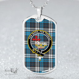 ScottishPlaid MacDonald Dress Muted Blue Special (Donald Dress Muted Blue Special) Modern Clan Tartan Dog Tag Necklace - Crest Classic Scottish Plaid Tartan Plaid