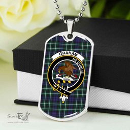 Scottish Graham Clan Tartan Dog Tag Necklace - Crest Classic Scottish Plaid Tartan Plaid