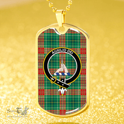 ScottishPlaid Muirhead #2 Modern Clan Tartan Dog Tag Necklace - Crest Classic Scottish Plaid Tartan Plaid