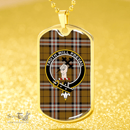 ScottishPlaid Thomson Camel #2 (Thompson Camel #2) Ancient Clan Tartan Dog Tag Necklace - Crest Classic Scottish Plaid Tartan Plaid