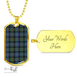 Scottish Cameron of Erracht Ancient Clan Tartan Dog Tag Necklace - Classic Scottish Plaid Tartan Plaid