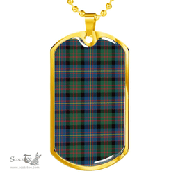 Scottish Cameron of Erracht Ancient Clan Tartan Dog Tag Necklace - Classic Scottish Plaid Tartan Plaid
