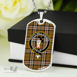 ScottishPlaid Thomson Camel #2 (Thompson Camel #2) Ancient Clan Tartan Dog Tag Necklace - Crest Classic Scottish Plaid Tartan Plaid