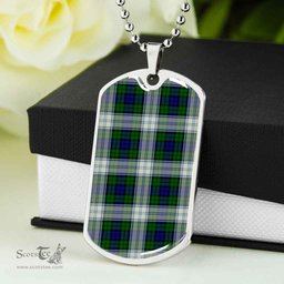 Scottish Blackwatch Dress Modern Clan Tartan Dog Tag Necklace - Classic Scottish Plaid Tartan Plaid