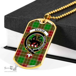 Scottish Baxter Clan Tartan Dog Tag Necklace - Crest Classic Scottish Plaid Tartan Plaid