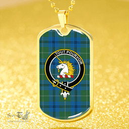ScottishPlaid Oliphant Ancient Clan Tartan Dog Tag Necklace - Crest Classic Scottish Plaid Tartan Plaid