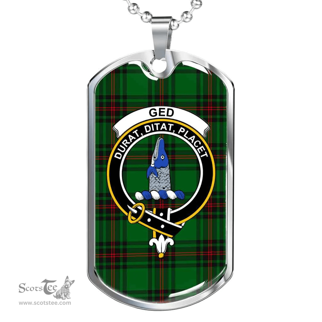 Scottish Ged Clan Tartan Dog Tag Necklace - Crest Classic Scottish Plaid Tartan Plaid