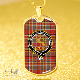 ScottishPlaid MacGlashan Ancient Clan Tartan Dog Tag Necklace - Crest Classic Scottish Plaid Tartan Plaid