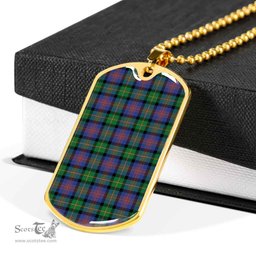 Scottish Logan Ancient Clan Tartan Dog Tag Necklace - Classic Scottish Plaid Tartan Plaid