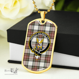 ScottishPlaid Stewart Dress Weathered Clan Tartan Dog Tag Necklace - Crest Classic Scottish Plaid Tartan Plaid