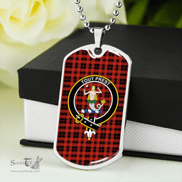 ScottishPlaid Murray of Ochtertyre Ancient Clan Tartan Dog Tag Necklace - Crest Classic Scottish Plaid Tartan Plaid
