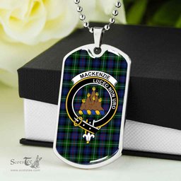 Scottish MacKenzie Clan Tartan Dog Tag Necklace - Crest Classic Scottish Plaid Tartan Plaid
