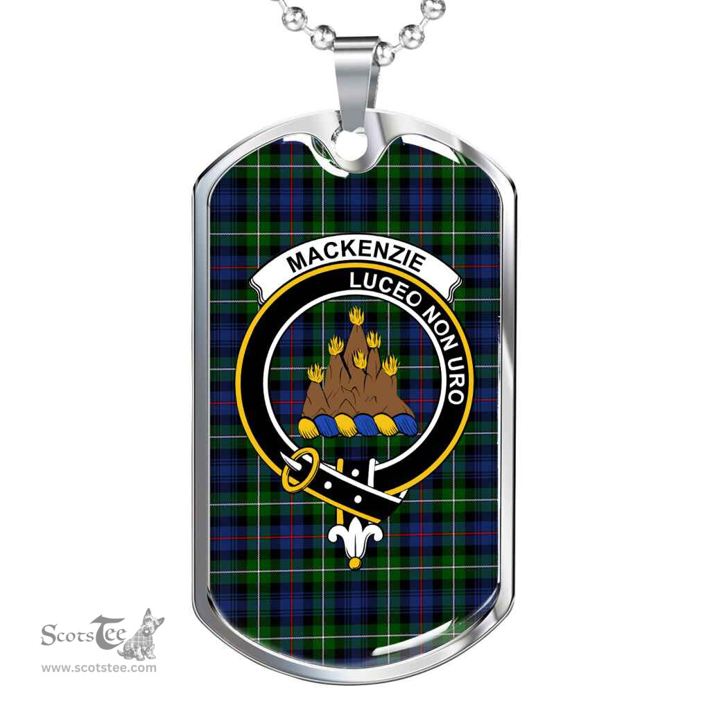 Scottish MacKenzie Clan Tartan Dog Tag Necklace - Crest Classic Scottish Plaid Tartan Plaid