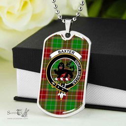 Scottish Baxter Clan Tartan Dog Tag Necklace - Crest Classic Scottish Plaid Tartan Plaid
