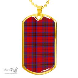 Scottish Leslie Modern Clan Tartan Dog Tag Necklace - Classic Scottish Plaid Tartan Plaid