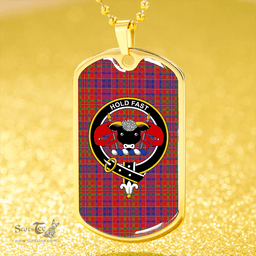 ScottishPlaid MacLeod Red Modern Clan Tartan Dog Tag Necklace - Crest Classic Scottish Plaid Tartan Plaid
