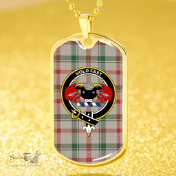 ScottishPlaid Miss MacDougal (Personal) (MacLeod Arisaid) Ancient Clan Tartan Dog Tag Necklace - Crest Classic Scottish Plaid Tartan Plaid