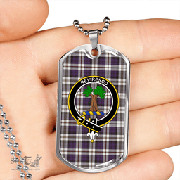 ScottishPlaid MacEwan Dress Arisaid Weathered Clan Tartan Dog Tag Necklace - Crest Classic Scottish Plaid Tartan Plaid