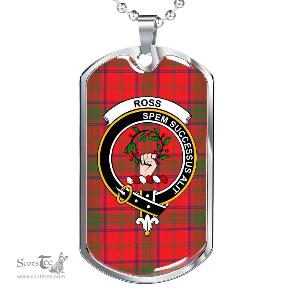 Scottish Ross Clan Tartan Dog Tag Necklace - Crest Classic Scottish Plaid Tartan Plaid