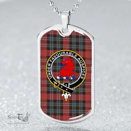 ScottishPlaid Murdoch Weathered Clan Tartan Dog Tag Necklace - Crest Classic Scottish Plaid Tartan Plaid