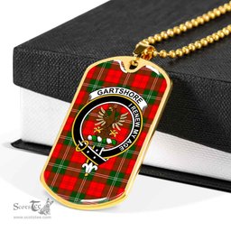 Scottish Gartshore Clan Tartan Dog Tag Necklace - Crest Classic Scottish Plaid Tartan Plaid