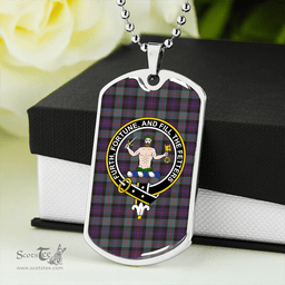 ScottishPlaid Murray of Atholl (Murray) Weathered Clan Tartan Dog Tag Necklace - Crest Classic Scottish Plaid Tartan Plaid