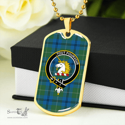 ScottishPlaid Oliphant Ancient Clan Tartan Dog Tag Necklace - Crest Classic Scottish Plaid Tartan Plaid