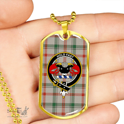 ScottishPlaid Miss MacDougal (Personal) (MacLeod Arisaid) Ancient Clan Tartan Dog Tag Necklace - Crest Classic Scottish Plaid Tartan Plaid