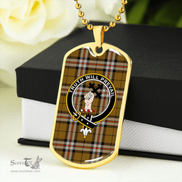 ScottishPlaid Thomson Camel #2 (Thompson Camel #2) Ancient Clan Tartan Dog Tag Necklace - Crest Classic Scottish Plaid Tartan Plaid