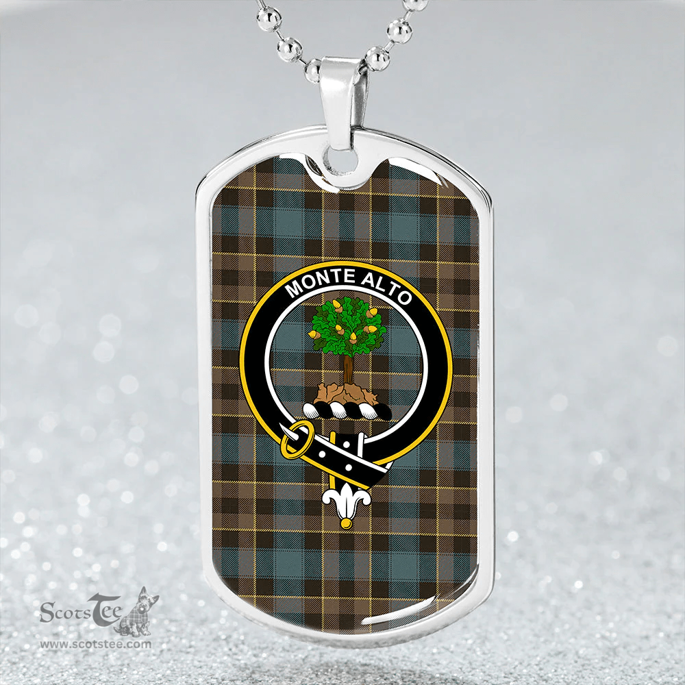 ScottishPlaid Mowat Weathered Clan Tartan Dog Tag Necklace - Crest Classic Scottish Plaid Tartan Plaid