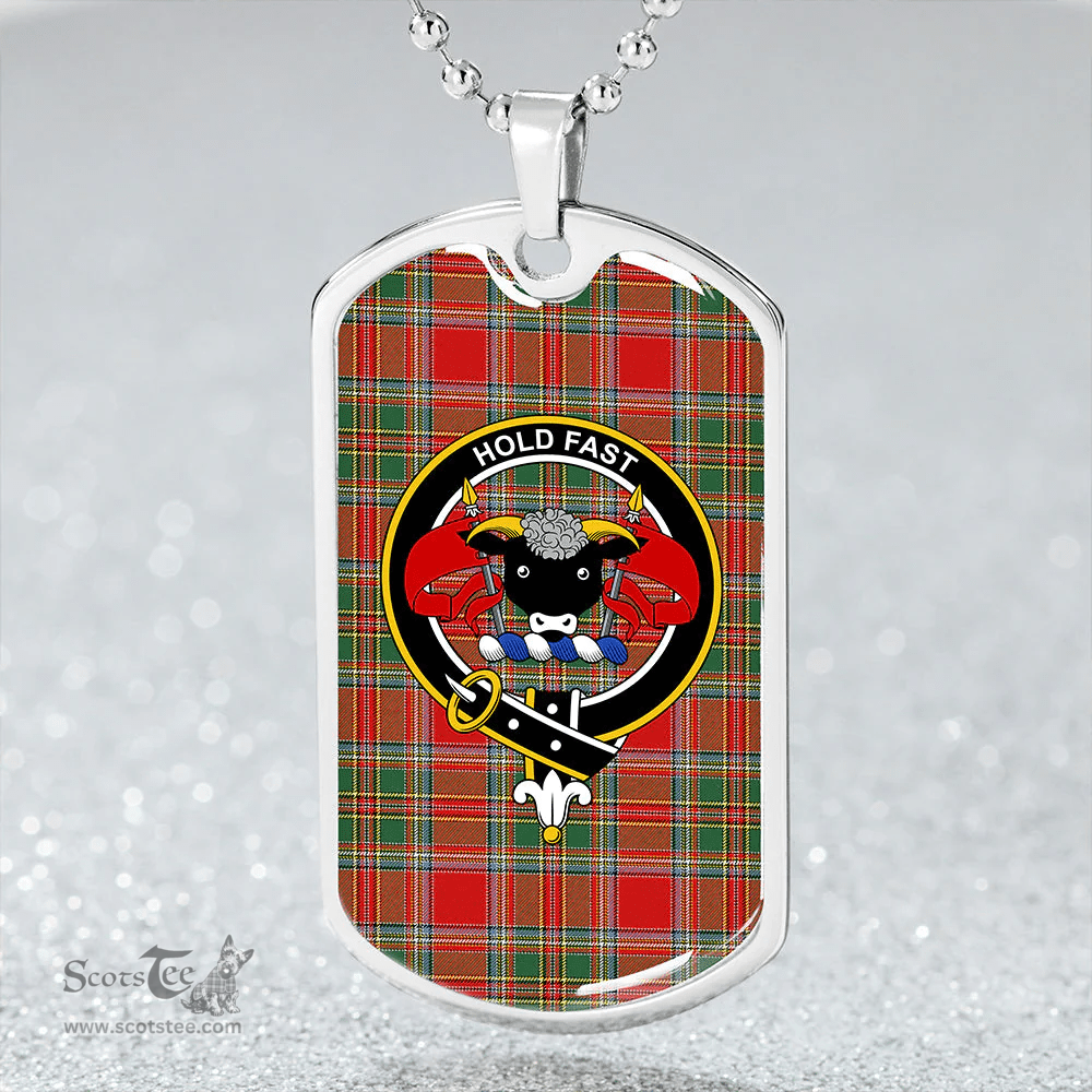 ScottishPlaid MacLeod of Gesto Modern Clan Tartan Dog Tag Necklace - Crest Classic Scottish Plaid Tartan Plaid