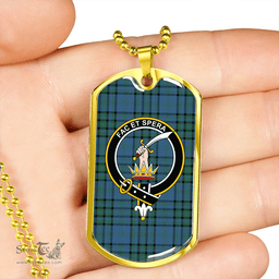 ScottishPlaid Matheson Hunting Ancient Clan Tartan Dog Tag Necklace - Crest Classic Scottish Plaid Tartan Plaid